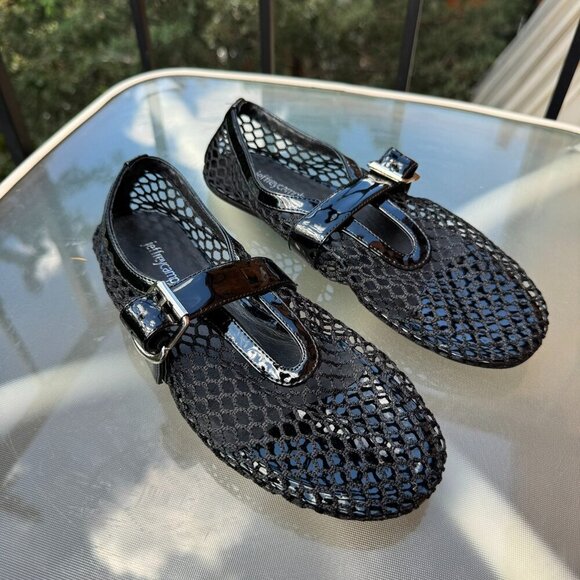 New Jeffrey Campbell Netted mesh Ballet Flats Black 7 - Picture 4 of 12